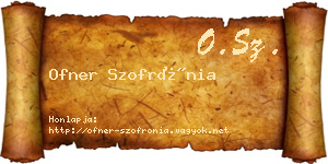 Ofner Szofrónia névjegykártya
